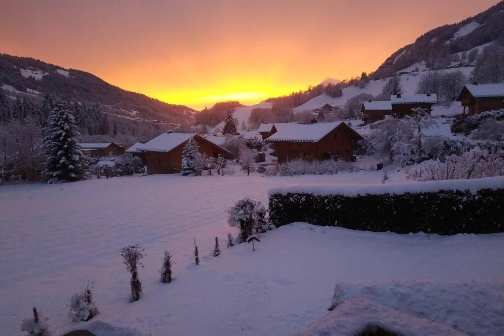 A4 Km De Megeve Tres Joli Studio Avec Jacuzzi ,Vue Sur Les Montagnes Au Calme Praz-sur-Arly Eksteriør bilde